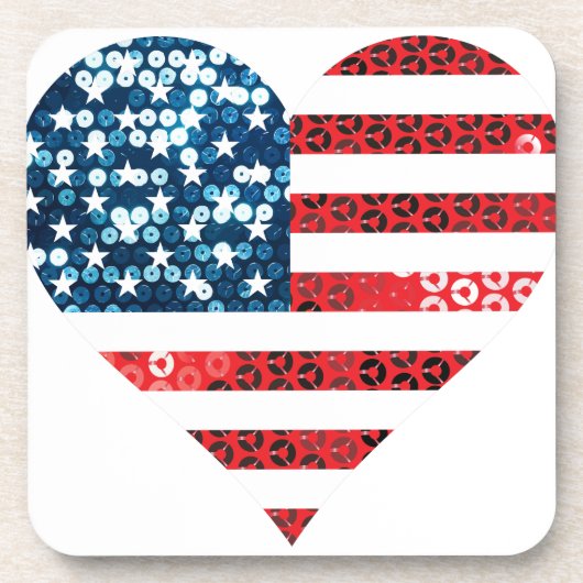 USA-Flagge Herz Untersetzer (Vorderseite)