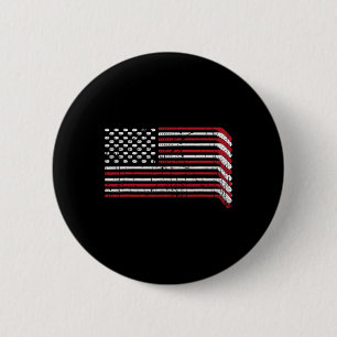 USA-Flagge Hockeyschläger Amerikanischer Stolz 4.  Button