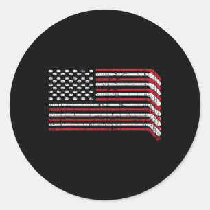 USA-Flagge Hockeyschläger Amerikanischer Stolz 4. Runder Aufkleber
