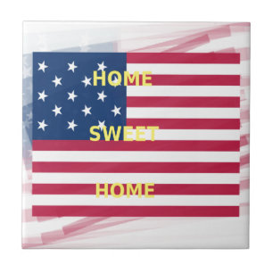 USA-Flagge "Home Sweet Home" Kunstprint Fliese