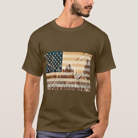 USA Flagge in Brauntönen. T-Shirt (Vorderseite)