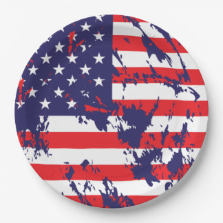 USA-Flagge in einem cool gestörten Muster Pappteller