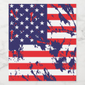 USA-Flagge in einem dISTRESSED-ATTERN Weinetikett (Einzelnes Label)