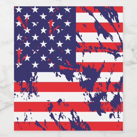 USA-Flagge in einem dISTRESSED-ATTERN Weinetikett (Einzelnes Label)