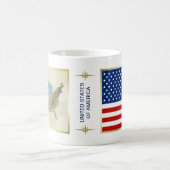 USA-Flagge + Karten-Tasse Kaffeetasse (Mittel)