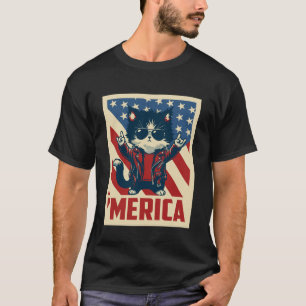 USA-Flagge Katze 4. Juli Männer Frauen Kinder Lust T-Shirt