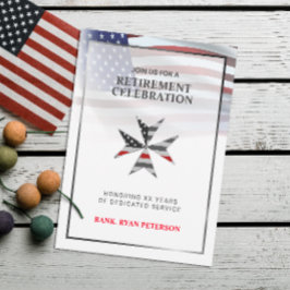 USA-Flagge | Maltesisches Kreuz mit dünner rote Li Einladung