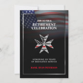 USA-Flagge | Maltesisches Kreuz mit dünner rote Li Einladung (Vorderseite)