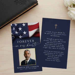 USA-Flagge Militärfoto Kreuz Gedenkgebet Karte