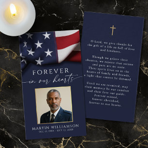 USA-Flagge Militärfoto Kreuz Gedenkgebet Karte
