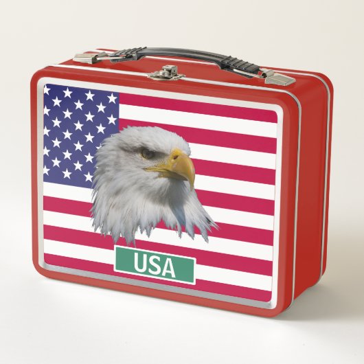USA-Flagge mit Bald Eagle Metall Brotdose (Vorderseite)
