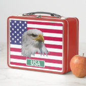 USA-Flagge mit Bald Eagle Metall Brotdose (Beispiel)