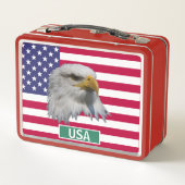 USA-Flagge mit Bald Eagle Metall Brotdose (Rückseite)