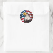 USA-Flagge mit Bald Eagle Runder Aufkleber (Tasche)