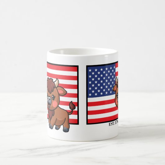 USA-Flagge mit Bison EST 1776 Kaffeetasse (Mittel)