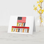 USA Flagge mit Cartoon Cats Herzlichen Glückwunsch Karte (Gelbe Blume)