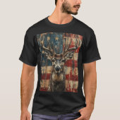 USA-Flagge mit Hirsch T-Shirt (Vorderseite)
