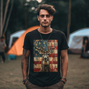 USA-Flagge mit Hirsch T-Shirt
