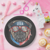 USA-Flagge mit Mops Paper-Tellern Pappteller (Party)