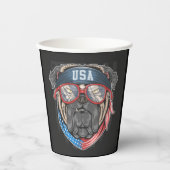 USA-Flagge mit Mops Pappbecher (Vorderseite)