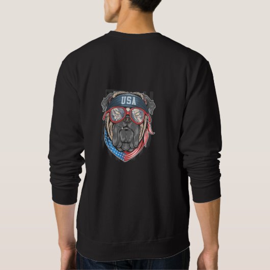 USA-Flagge mit Mops Sweatshirt (Rückseite)