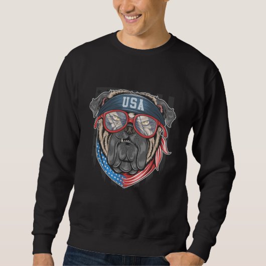 USA-Flagge mit Mops Sweatshirt (Vorderseite)