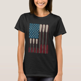 USA-Flagge mit Oar Stripes for Rowers T-Shirt