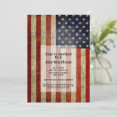 USA-Flagge mit Vintagem Party Einladung (Stehend Vorderseite)