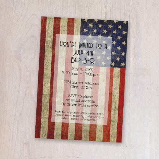 USA-Flagge mit Vintagem Party Einladung
