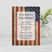 USA-Flagge mit Vintagem Party Einladung (Stehend Vorderseite)