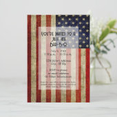 USA-Flagge mit Vintagem Party Einladung (Stehend Vorderseite)