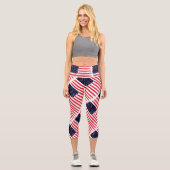 USA Flagge Patrioamerikanisches Flaggen Red White Capri Leggings (Vorderseite)