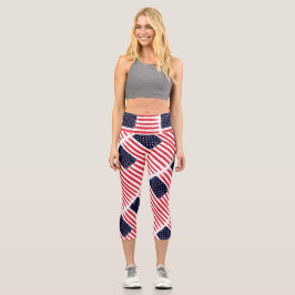 USA Flagge Patrioamerikanisches Flaggen Red White  Capri Leggings