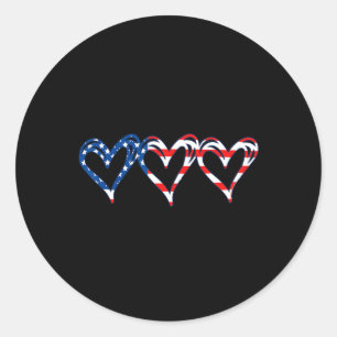 Usa-Flagge Patriotische amerikanische Herzen Strei Runder Aufkleber