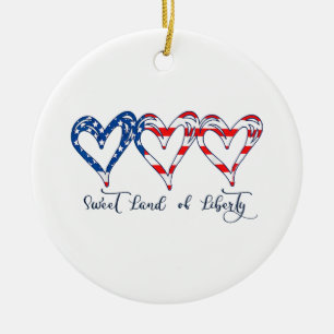 USA-Flagge Patriotische Herzen 4. Juli Süßes Land Keramik Ornament