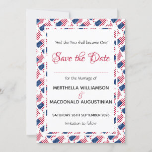 USA-FLAGGE PATRIOTISCHE Hochzeit Benutzerdefiniert Save The Date