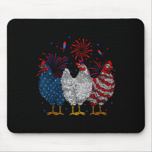USA-Flagge Patriotischer Hühnerliebhaber 4. Juli 1 Mousepad
