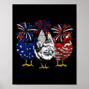 USA-Flagge Patriotischer Hühnerliebhaber 4. Juli Poster