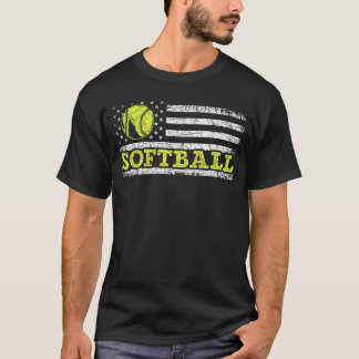 USA-Flagge Patriotischer Softballspieler Amerikani T-Shirt