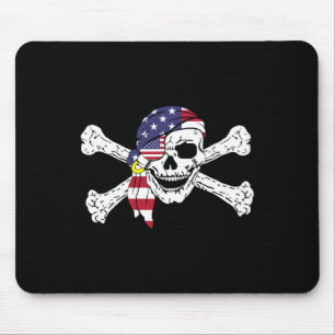 USA-Flagge Patriotischer Totenkopf Und Kreuzpirat Mousepad