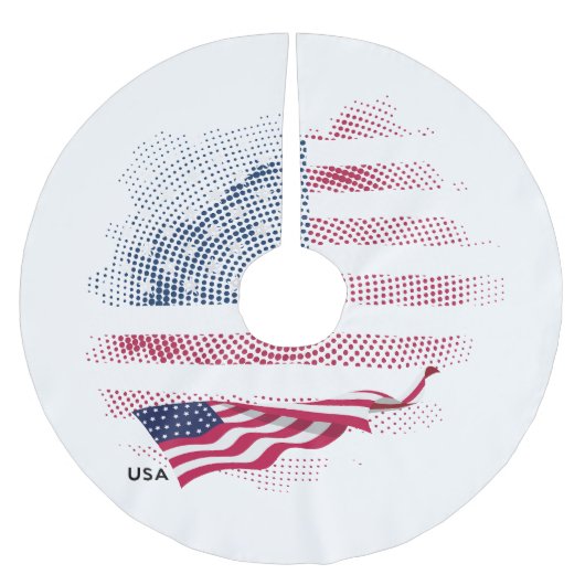 USA-Flagge Polyester Weihnachtsbaumdecke (Vorderseite)