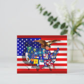 USA - Flagge Postkarte (Stehend Vorderseite)