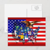 USA - Flagge Postkarte (Vorne/Hinten)