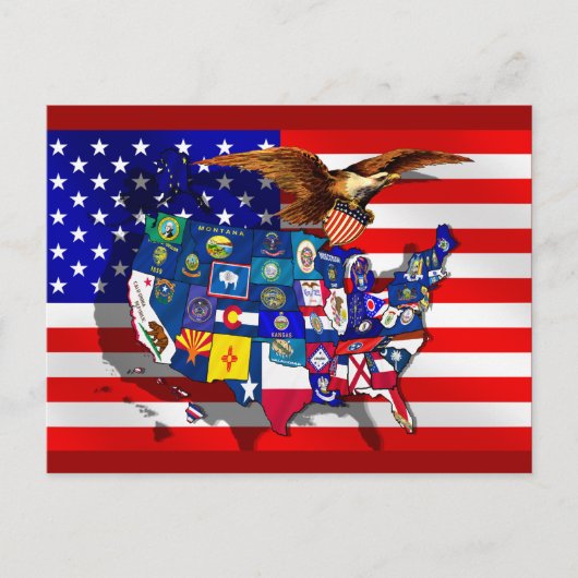 USA - Flagge Postkarte (Vorderseite)
