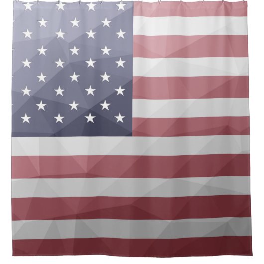 USA Flagge Red White Blue America Geometric Mesh Duschvorhang (Vorderseite)