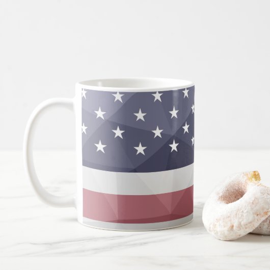 USA Flagge Red White Blue America Geometric Mesh Kaffeetasse (Mit Donut)