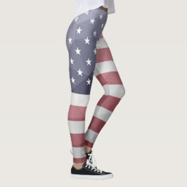 USA Flagge Red White Blue America Geometric Mesh Leggings
