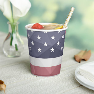 USA Flagge Red White Blue America Geometric Mesh Pappbecher