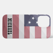 USA-Flagge Red White Blue Geometric Mesh Monogram iPhone Hülle (Rückseite (Horizontal))