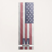 USA-Flagge Red White Blue Geometric Mesh Monogram Yogamatte (Vorderseite)